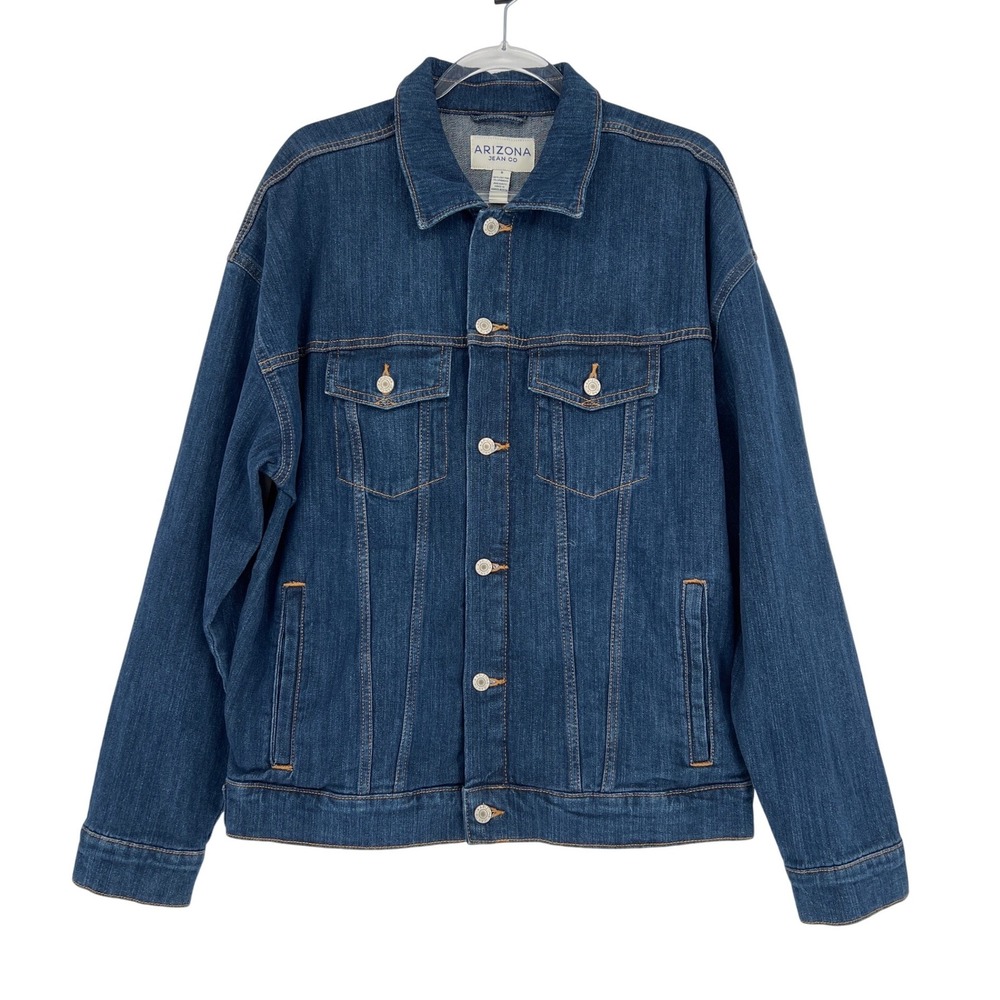 Arizona Jean Co Trucker Jacket Mens Small‎ Blue New Denim Stretch Casual Classic